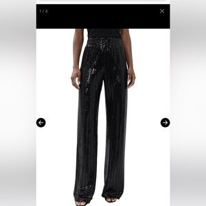 Alice + Olivia Sequin Black Wide Leg Pants